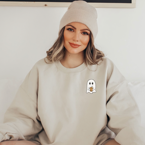 Coffee Ghost Embroidered Sweatshirts