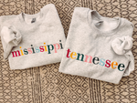 Load image into Gallery viewer, BRIGHT STATE NAME EMBROIDERED SWEATSHIRT
