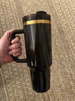 Load image into Gallery viewer, BLACK + GOLD SHIMMER TUMBLER
