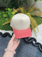 Load image into Gallery viewer, Red Gingham Hat - RTS
