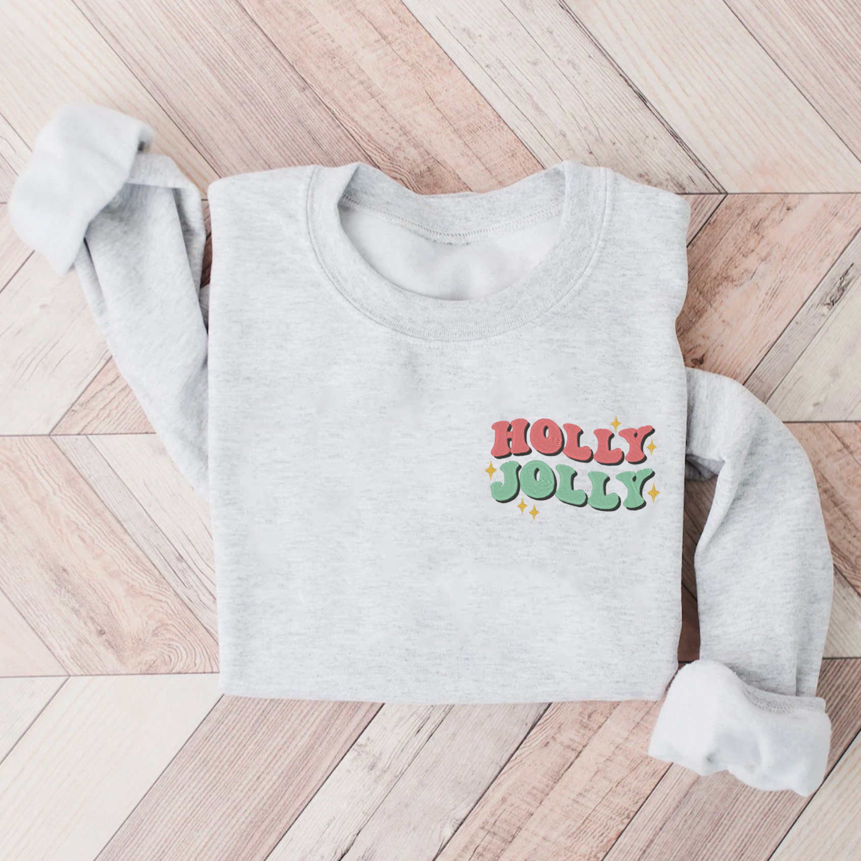 Retro Holly Jolly Embroidered Sweatshirt