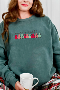 Merry Little Christmas Embroidered Sweatshirt - COMFORT COLORS