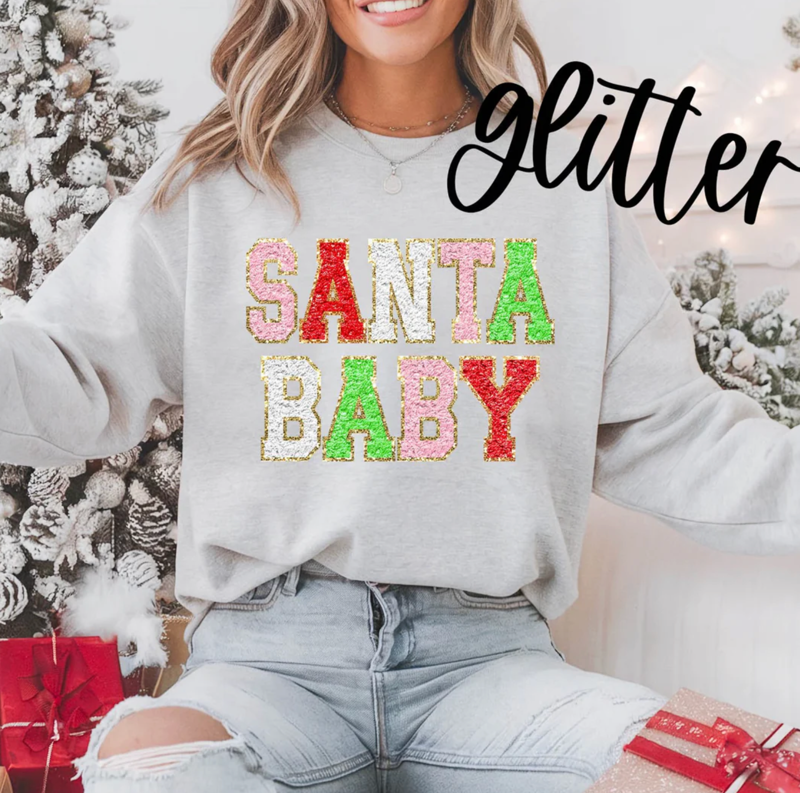 Santa Baby Faux Chenille Sweatshirt