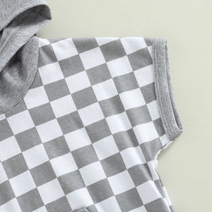 Checkered Bubble Hoodie Romper