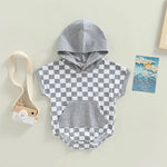 Load image into Gallery viewer, Checkered Bubble Hoodie Romper

