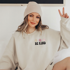 Be Kind Happy Face Embroidered Sweatshirt