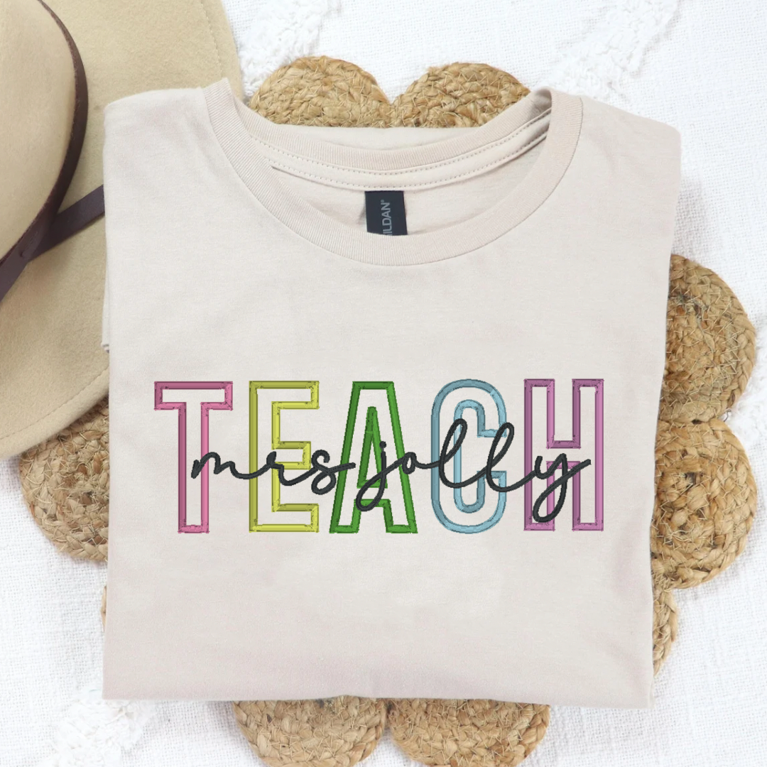 Teach Pastel Embroidered Sweatshirts + Tees
