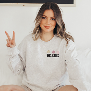 Be Kind Happy Face Embroidered Sweatshirt