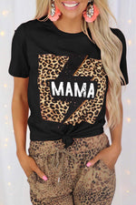 Load image into Gallery viewer, MAMA lightning bolt + leopard tee
