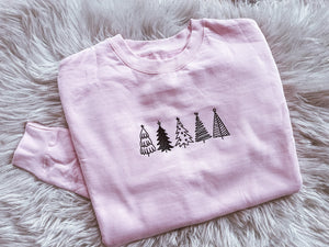 Embroidered Christmas Trees Sweatshirt