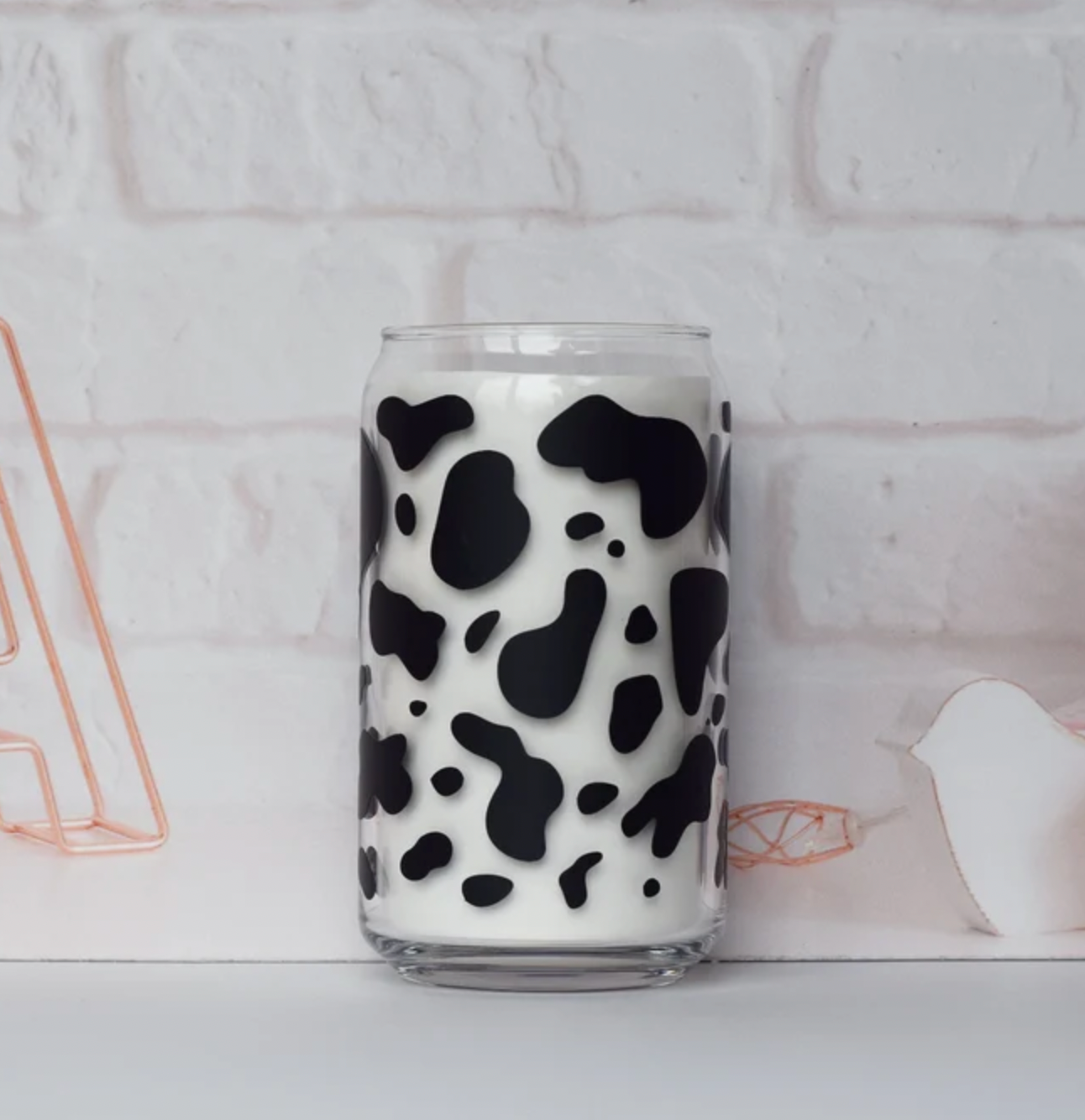 Cow Print Glass Cup
