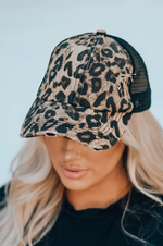 Load image into Gallery viewer, Leopard Distressed Baseball Cap
