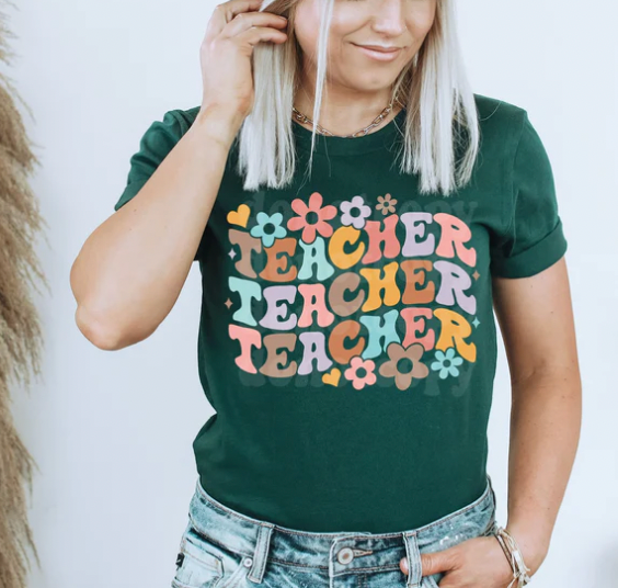 Retro Teacher Floral Tee