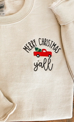 Load image into Gallery viewer, Merry Christmas Y&#39;all Embroidered Sweatshirt
