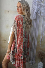 Load image into Gallery viewer, Wild Rose + Leopard Kimono
