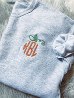 Load image into Gallery viewer, YOUTH Pumpkin Monogram Embroidered Sweatshirt
