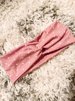 Load image into Gallery viewer, Pink With White Hearts Headbands
